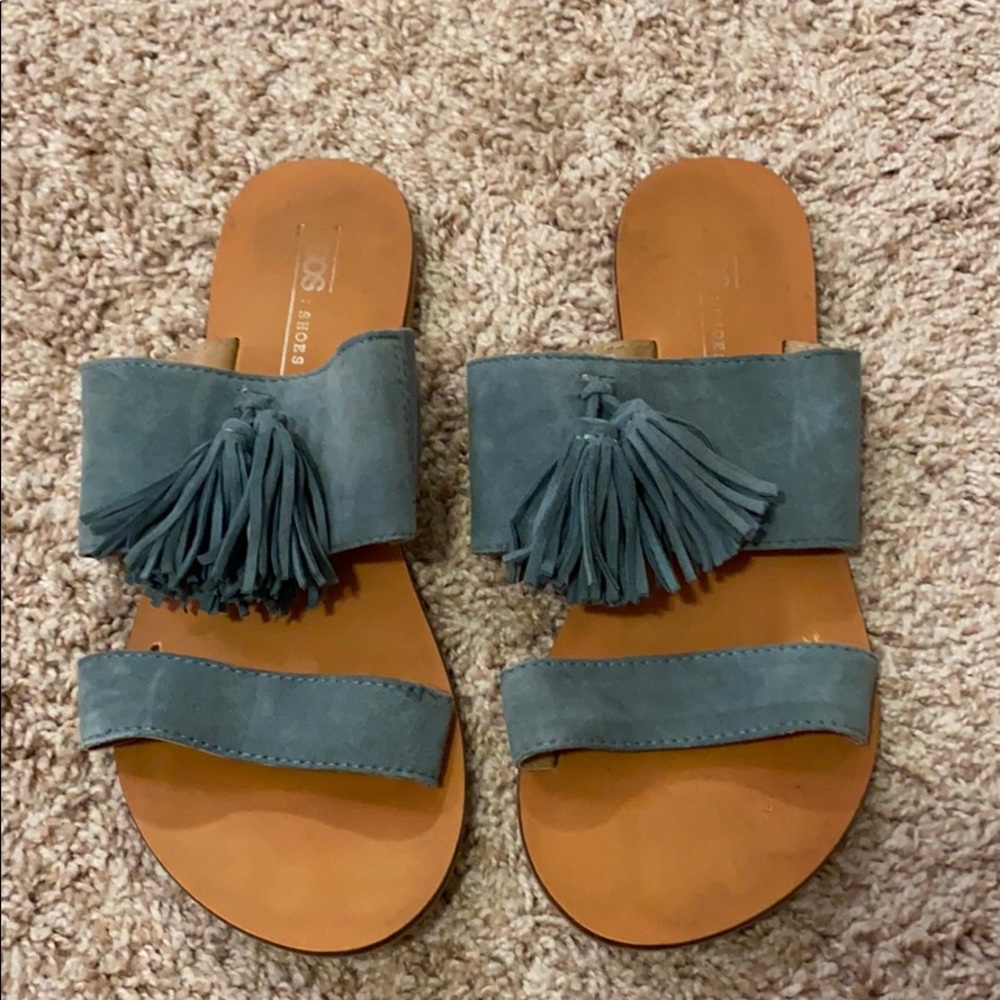 ASOS suede fringe tassel sandal slides